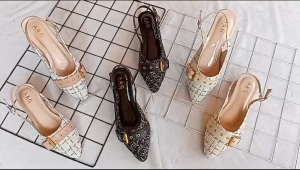 Sepatu Heels Wanita Singbcak Hak 3cm Mules Kekinian