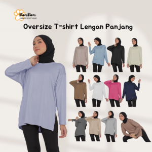 T-shirt Oversize Lengan Panjang Kaos Slit Spandek Rayon