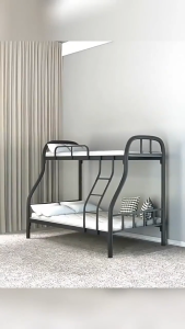 R Shape Bunk Bed with Safety Guardrail Double Deck Bed with Stairs for Kids Teens Adults with Steel Metal Iron