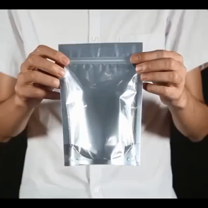 100 pcs Half Silver Aluminum Half Clear Stand Up Pouch with Zip Lock Packaging Ziplock Resealable