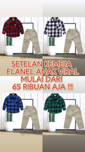 Setelan Anak Model Kemeja Flanel dan Celana Chinos Cream Usia 1-10 Tahun - Trend Fashion Anak