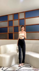 Sale !! SL053 ขากระบอกเล็กผ้าทวิตซิปซ่อนด้านหลัง กางเกงขายาวแฟชั่น เอวสูง ขากระบอกเล็กผ้าทวิตซิปซ่อนด้านหลังทรงสวยมากๆ