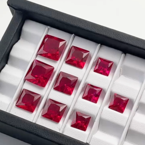 Hình Vuông Công Chúa Cắt Phòng Trồng Đá Quý Ruby 5 # Màu Đỏ Tổng Hợp Đá Corundum Với Tạp Chất Rời Đá Ruby
