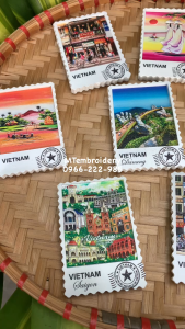 Nam châm tủ lạnh Việt Nam hình con tem in 3D chủ đề thắng cảnh con người Việt Nam