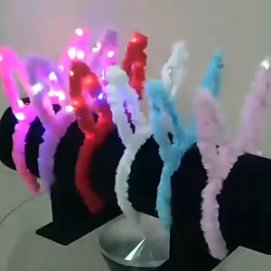 LED Rabbit Ear Headdress Shiny Feather Rabbit Ears Luminous Headband Plush Stall Toy Gift Wholesale