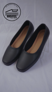 ArdiFeel Sepatu Flatshoes Wanita Polos Big Size Jumbo Size 35-45 | Sepatu Kantor Perempuan | Sepatu Kerja Cewe Casual dan Fashionable ARK TR Dop Putih Hitam
