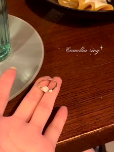 [Ready Stock+COD] INS Style Sweet White Rose Camellia Opening Ring Women Girls Elegant Exquisite Adjustable Shinning Finger Ring