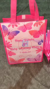 (90 PCS) TAS ULANG TAHUN NAMA / TAS SOUVENIR / TAS AQIQAH / TAS GRATIS FOTO dan NAMA / GODIE BAG