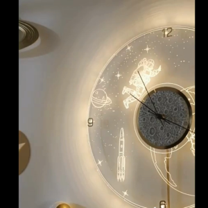 CT222C052 INTERY นาฬิกามนุษย์อวกาศ นกยูง Wall Clock Art นาฬิกาติดผนัง ไฟติดผนัง