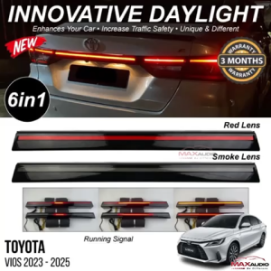 6in1 Running Rear Garnish LED TOYOTA VIOS 2023 - 2025 Bumper Trunk Bonnet Brake Signal Light Bar
