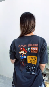 CAROTYLES S Kaos Couple Keluarga Motif Super-Mario Wanita Lengan Pendek Katun