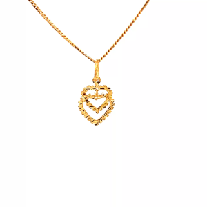 TIANSI 916(22K) GOLD DOUBLE HEART LOVE PENDANT 双爱心吊坠 Loket Fesyen Double Love Emas 916 Bajet