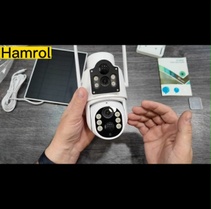 Hamrol 8MP 4K Dual Lens Dual Screen AOV PTZ WIFI Solar Panel Low-Power Camera Outdoor Mobile Phone Remote CCTV