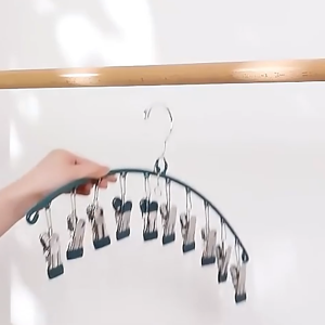 Naju ไม้แขวนถุงเท้า ไม้แขวนสแตนเลส ไม้แขวนไม้หนีบ 10ตัวหนีบ สำหรับหนีบผ้าเช็ดหน้า ชุดชั้นใน ถุงเท้า ประหยัดเนื้อที่ ลมแรงไม่ปลิว