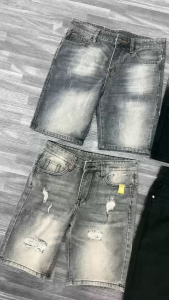 Quần short jean nam phối phong cách rách sướt nhẹ và chấm sơn đẹp thêu LOGO thời trang cao cấp hàng chuẩn shop
