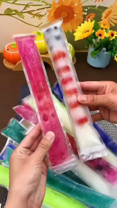SK-C1127 Plastik Es Lilin Ziplock Panjang Stick Ice Bags / Klip Plastik Es Mambo Homemade Ice Pack