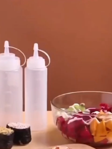 240ml/360ml/450ml/500ml Clear Plastic Squeeze Bottle Kitchen Gadget Bottle Condiment Dispenser for Condiment Oil Bottles