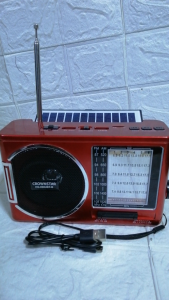 CROWNSTAR HG-098UBT-B AM/FM/SW Solar Radio with USB/TF with LED Light