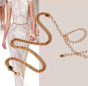 Fashion Women Chain Belt Adjustable Metal Waist Belt for Dress Decoration Luxury Waistband Belts