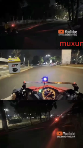 (2 lampu + saklar gratis) M4 lampu sorot sepeda motor 8v-80v Tahan Air LED sinar laser lampu sorot tinggi dan rendah putih dan kuning super terang plus mata setan merah / lampu sorot putih dan kuning super terang