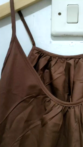 Dress Anak Perempuan Import Tali Satu Polos Karet Belakang Gelombang Bawah Kekinian Fashionable