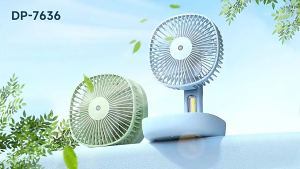 DP-7636 พัดลมพับได้ ชาร์จไฟบ้าน แบตเตอรี่ในตัว Fan Portable พัดลมพกพา พัดลมตั้งโต๊ะ