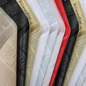 20 Lembar Kertas Cellophane Buket Bunga Motif Koran Flower Wrapping Newspaper Pattern KB6208