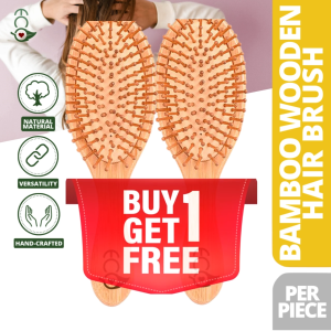 Buy 1 Get 1 Bamboo Hair Brush - Natural Anti-Frizz Scalp Massage Sustainable & Durable