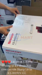 Nồi cơm cao tần Sharp 1.8 lít KS-IH191V - Hàng Chính Hãng
