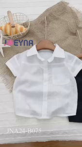 BE192 Quần áo bé trai JOEYNA áo sơ mi trắng cộc tay quần đùi kaki phong cách Hàn Quốc