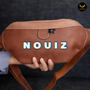 VALQO NOUIZ Tas Kulit Sapi Pinggang Waist Bag Tas Dada Leather Sling bag - 31 x 19 x 7 cm - Bahan Kulit Sapi - Warna Pull up Coklat - Garansi Uang Kembali