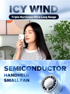 NOXIER Mini Handheld Fan USB Rechargeable Turbo Fan 3 Wind Speeds Ice Cooling Wind Electric Fan