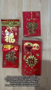 Kertas Angpao Imlek Sincia CNY Beragam Tulisan Fuk (Hoki)
