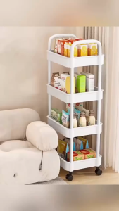 ถูกที่สุด!ชั้นวางของพลาสติก 3ชั้น 4ชั้น 5ชั้น แบบมีล้อเลื่อน ชั้นวางของในที่แคบ ชั้นวางของในครัวชั้นวางของ