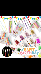 เทียนวันเกิด เทียนเเฟนซี เทียนปักเค้กวันเกิดแฟนซี หลายแบบ สีสวยงาม วันเกิด HBD ปาร์ตี้ Happy Birthday