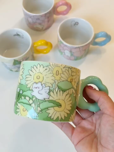 Cốc Sứ Ly Uống Nước Cao Cấp Cốc Cà Phê Hoa Tulip Văn Phòng Phong Cách Hoạt Hình Dễ Thương