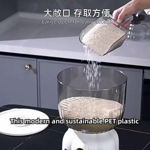 10KG Rice Storage Box with Indivisual Cup Good Sealed insectproof Rice Bucket Large Capacity Dry Food Storage Grain Cereal Dispenser Moistureproof Grain Container with Lid Household Kitchen Transparent Food Moistureproof Tank Keep Rice Fresh