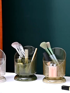 กล่องเก็บแปรงแต่งหน้า ที่วางลิปสติก กล่องใส่เครื่องสำอาง ที่เก็บแปรง ใส่ปากกา หมุนได้360° ความจุมาก