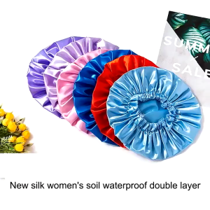 Women Soft Solid Wide-Brimmed Nightcap Hair Silk Sleep Cap Hair Bonnet Hat Head Cover Wide Band Elastic Bonnet Nightcap