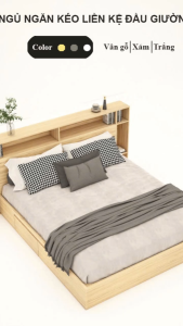 FREESHIP HCM - Giường Ngủ Ngăn Kéo Liền Kệ Đầu Giường Tatana MDF051 - có thiết kế theo yêu cầu
