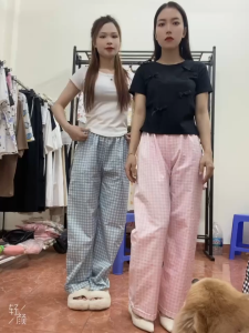 Quần ống suông rộng nữ KẺ CẠP TRẮNG Vải Đũi dày đẹp không nhăn nhàu Có Big Size Thời trang Thịnh hành mới nhất