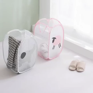 Dizo ตะกร้าใสเสื้อผ้า สามรถพับเก็บได้ ระบายความอัปชื้นด้วยตะกร้าตาข่ายนี้ ใช้ในครัวเรือน ความจุขนาดใหญ่