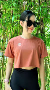 Áo croptop thể thao Nữ tập Gym Yoga Pilates FANFIT FFCR001 - Form rộng tay ngắn
