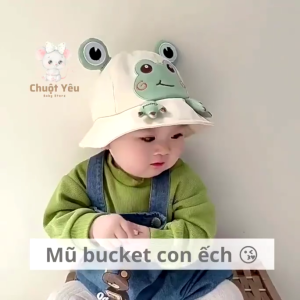 (Có video) Nón cho bé (3 tháng - dưới 4 tuổi) mũ bucket chống nắng CHÚ ẾCH vải mềm êm (Ảnh thật) - NVF0833