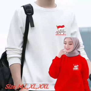 Promo Sweater Pria Wanita Logo Merdeka Kaos Hut RI Baju Garuda Pancasila Sweter Dirgahayu Indonesia