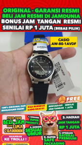 CASIO ORIGINAL - CASIO AW-80-1AV - MEN - Hitam Abu-abu - Strap Rubber - Jam dunia JD18ST # Jam Tangan Pria Cowok Anti Air Digital Analog + CASIO AW 80 1A AW-80 80 AW80 AW-80-1A $ WR5 STR SD7