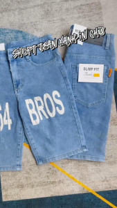 Quần short jean nam XANH rách nhẹ in chữ chất vải co giãn dễ vận động vừa form tôn dáng giá rẻ
