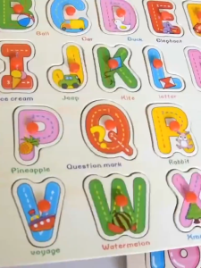 Early Learning Hand Grip Jigsaw Puzzle Wooden Puzzle for Kids ABC Puzzle for Kids Mainan Kayu Bayi Knob Puzzle