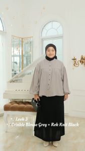 Mymoda 496 Atasan Crinkle Wanita kekinian | Blouse Lengan Balon | Atasan Lengan Panjang | Qeeza