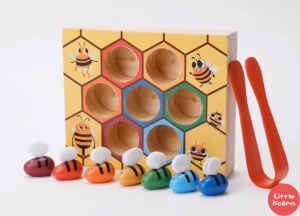 Montessori Early Education Wooden Bug Catching Game Preschool Educational Bee Clipping 3 Years +